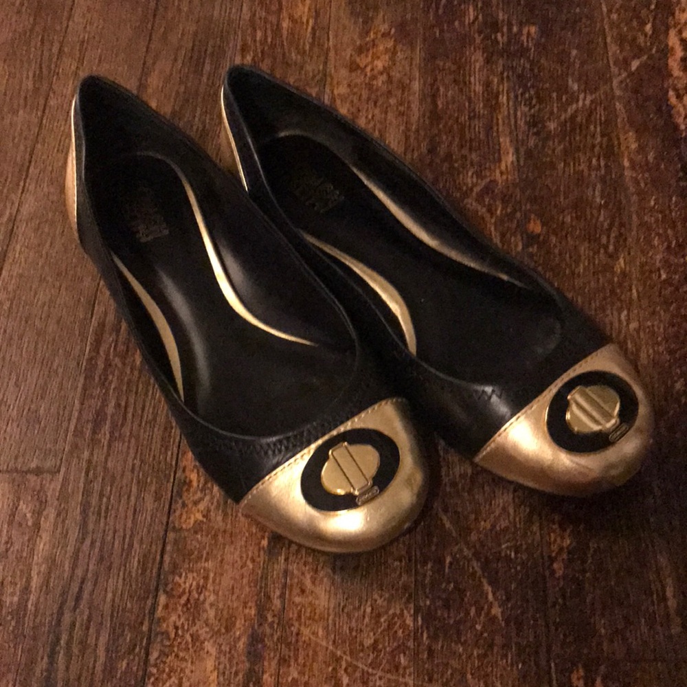 Coach gold and black ballet flats size 8
